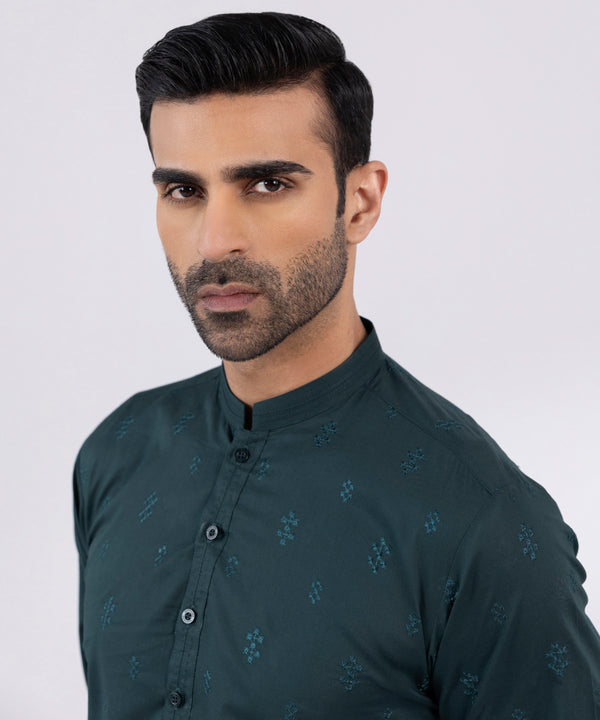 Pakistani Menswear | Sapphire | SCHIFFLI EMBROIDERED COTTON SUIT - Pakistani Clothes for women, in United Kingdom and United States