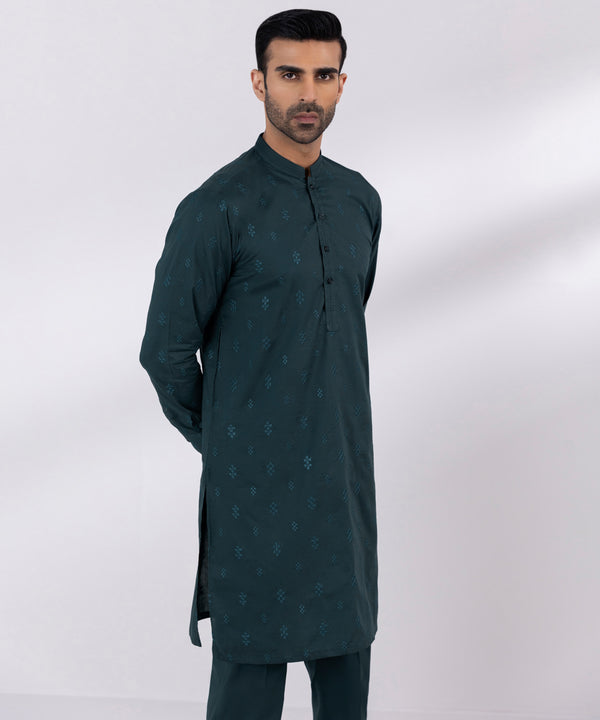 Pakistani Menswear | Sapphire | SCHIFFLI EMBROIDERED COTTON SUIT - Pakistani Clothes for women, in United Kingdom and United States