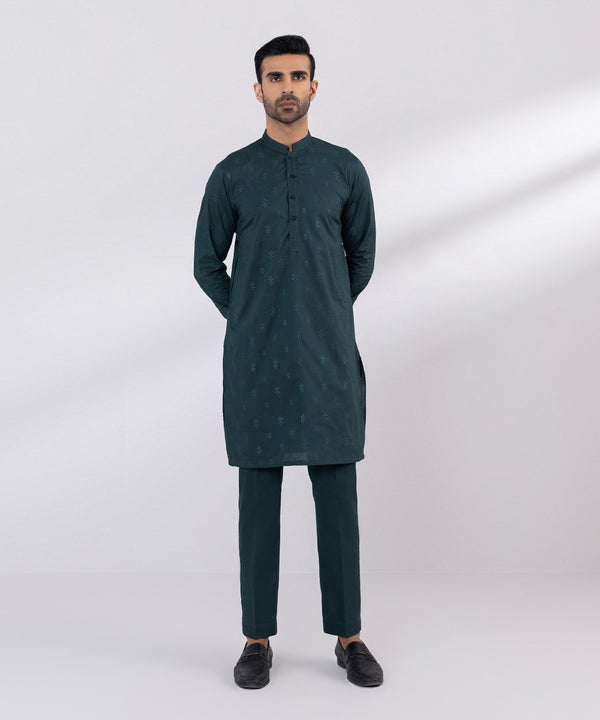 Pakistani Menswear | Sapphire | SCHIFFLI EMBROIDERED COTTON SUIT - Pakistani Clothes for women, in United Kingdom and United States