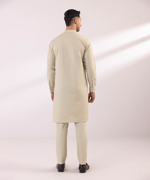 Pakistani Menswear | Sapphire | SCHIFFLI EMBROIDERED COTTON SUIT - Pakistani Clothes for women, in United Kingdom and United States