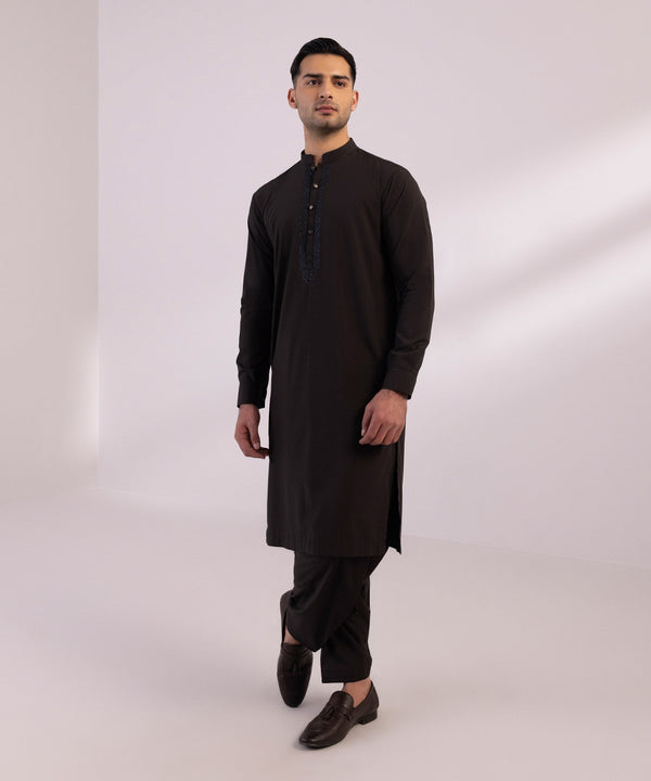 Pakistani Menswear | Sapphire | EMBROIDERED BLENDED MODAL SUIT - Pakistani Clothes for women, in United Kingdom and United States