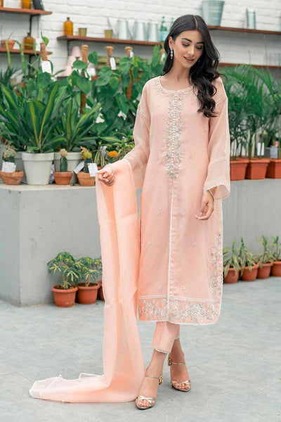 Jeem | Luxury Pret | STRIKING PEACH - Hoorain Designer Wear - Pakistani Ladies Branded Stitched Clothes in United Kingdom, United states, CA and Australia