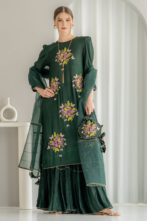 Ego | Diva Premium | EMERALD 3 PIECE - Hoorain Designer Wear - Pakistani Ladies Branded Stitched Clothes in United Kingdom, United states, CA and Australia