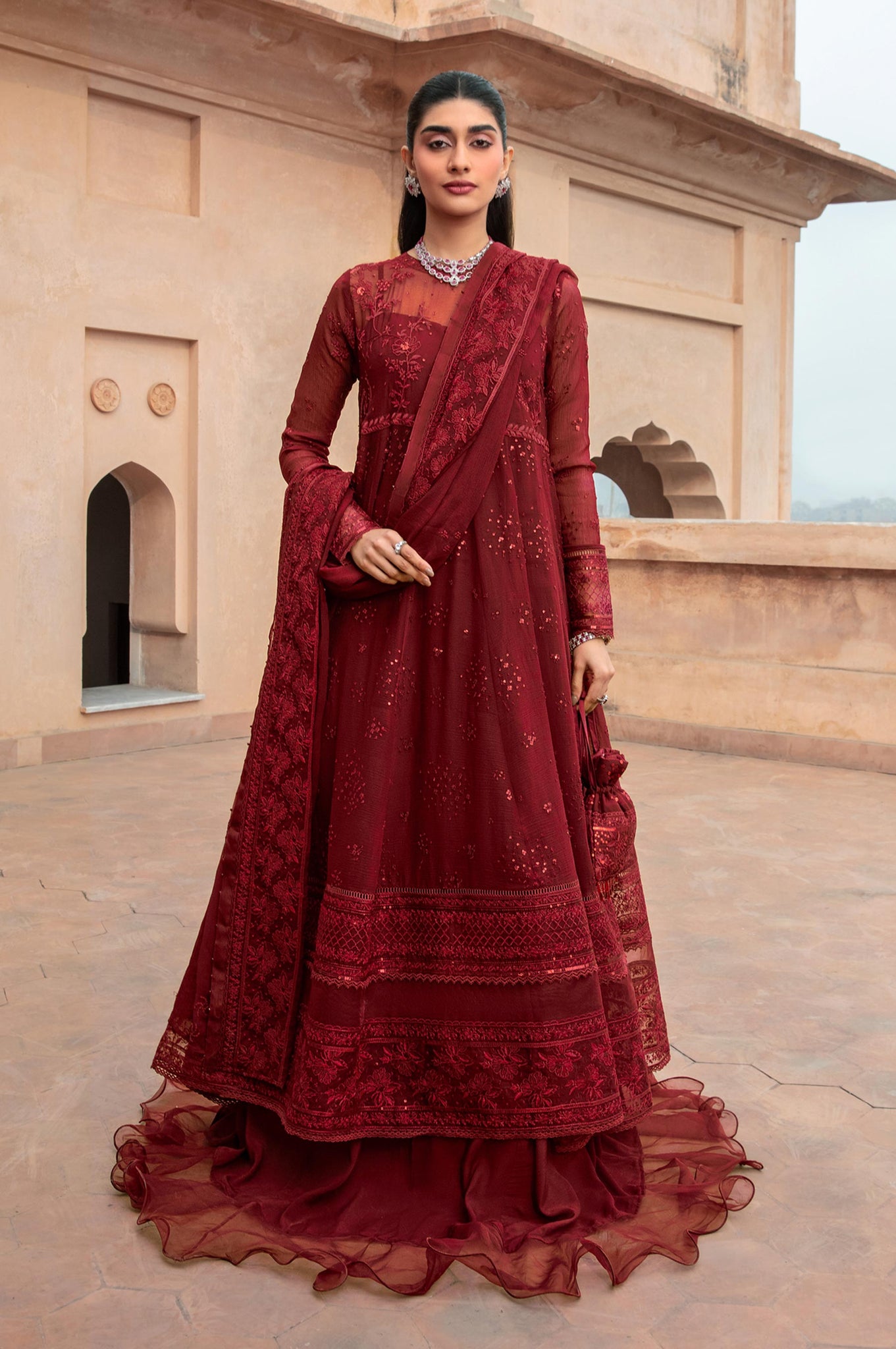 Zeen | Azalea Collection | Merlot - Pakistani Clothes for women, in United Kingdom and United States