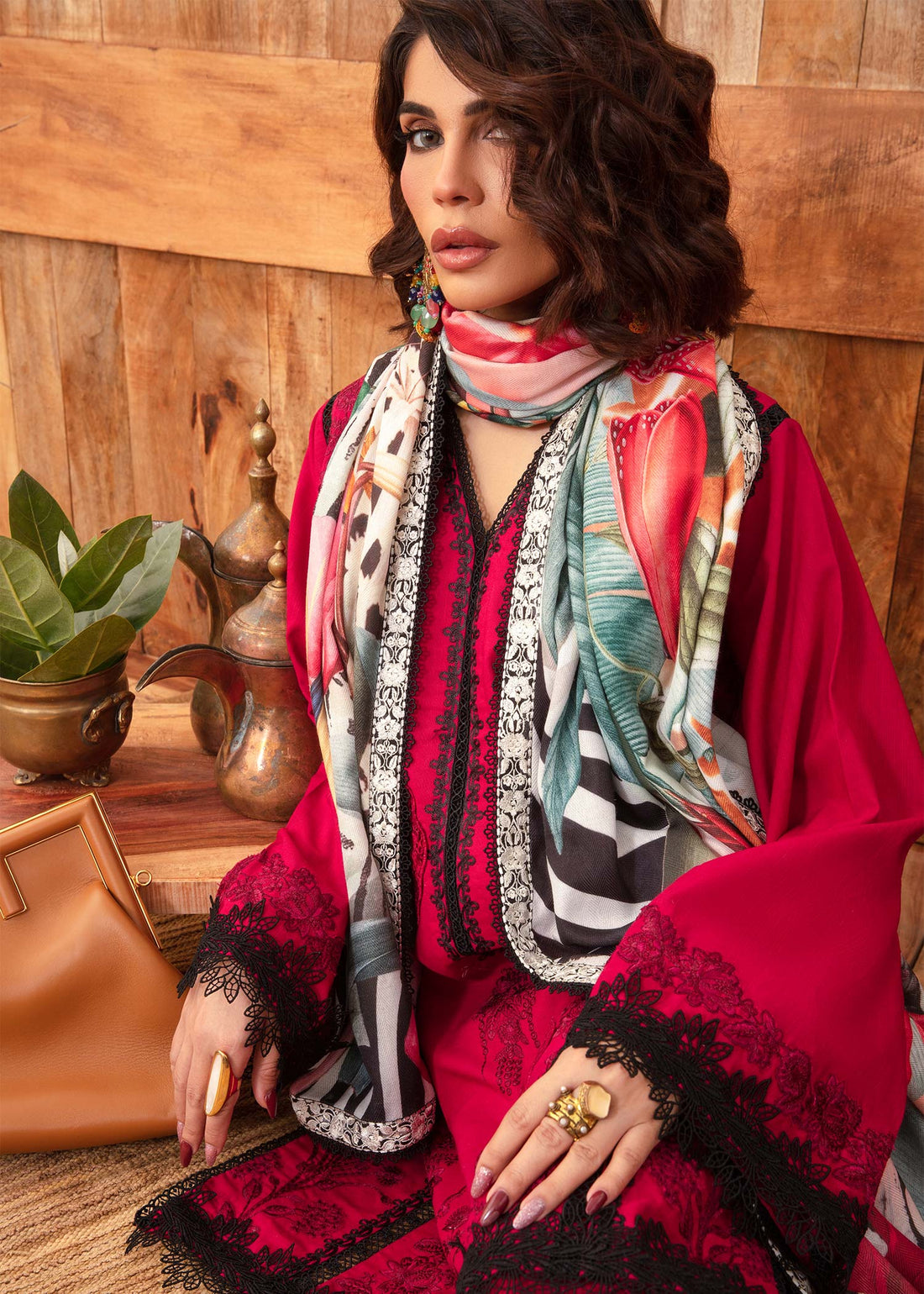 Saira Shakira | Raya Winter Stitched 23 | Crimson - Pakistani Clothes for women, in United Kingdom and United States