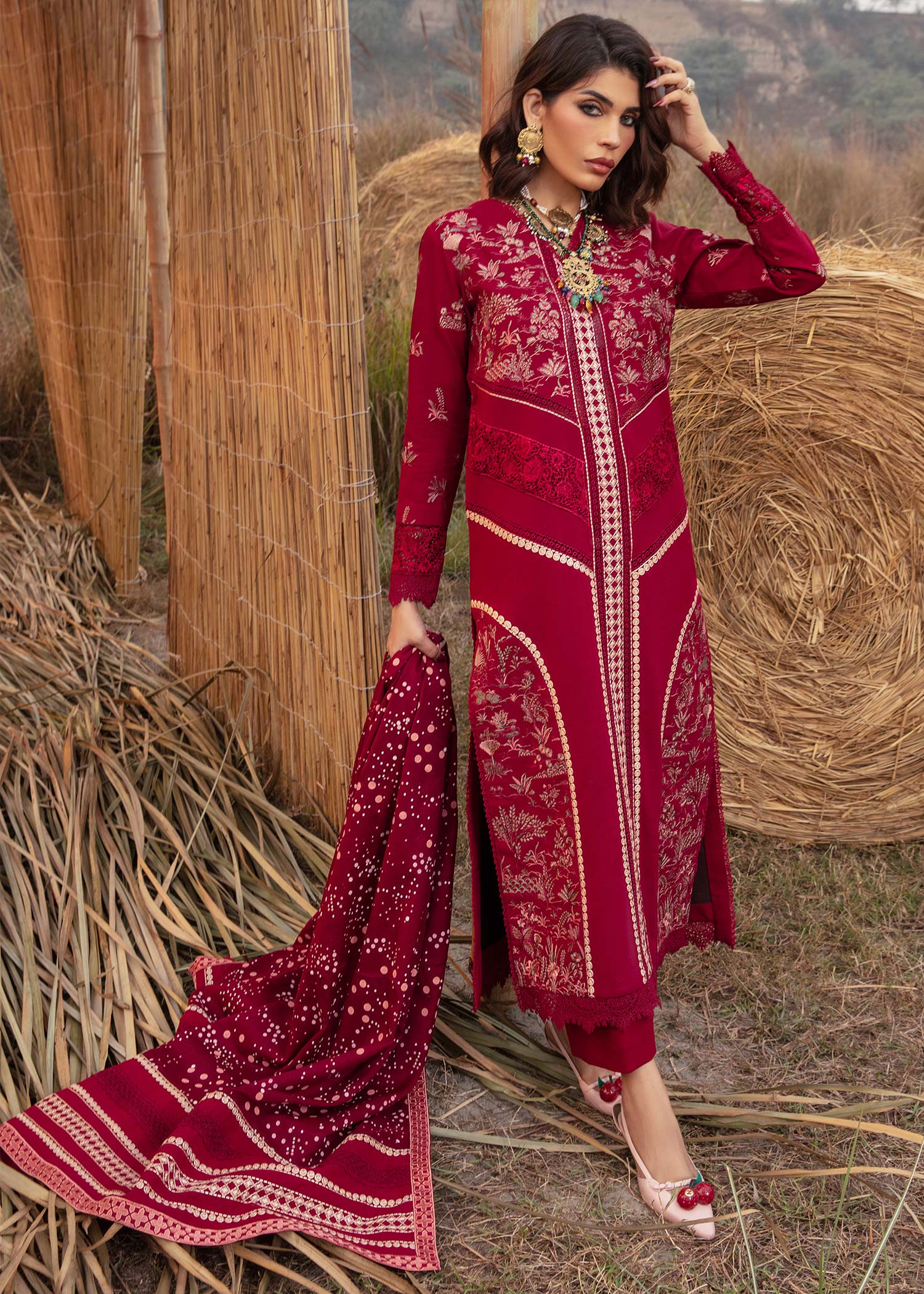 Saira Shakira | Raya Winter Stitched 23 | Ruby - Pakistani Clothes for women, in United Kingdom and United States