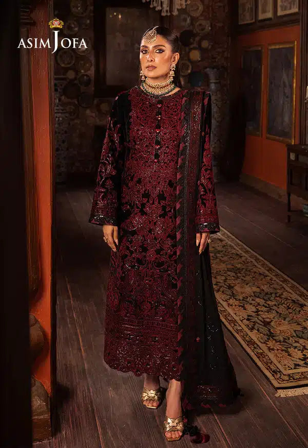 Asim Jofa | Makhmal Wedding Velvet 23 | AJMM-12 - Hoorain Designer Wear - Pakistani Ladies Branded Stitched Clothes in United Kingdom, United states, CA and Australia