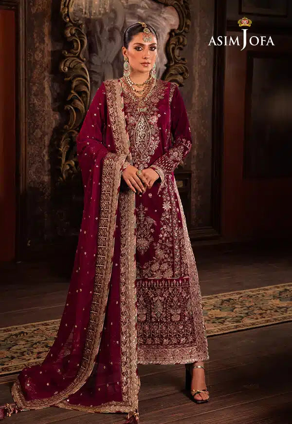 Asim Jofa | Makhmal Wedding Velvet 23 | AJMM-03 - Hoorain Designer Wear - Pakistani Ladies Branded Stitched Clothes in United Kingdom, United states, CA and Australia