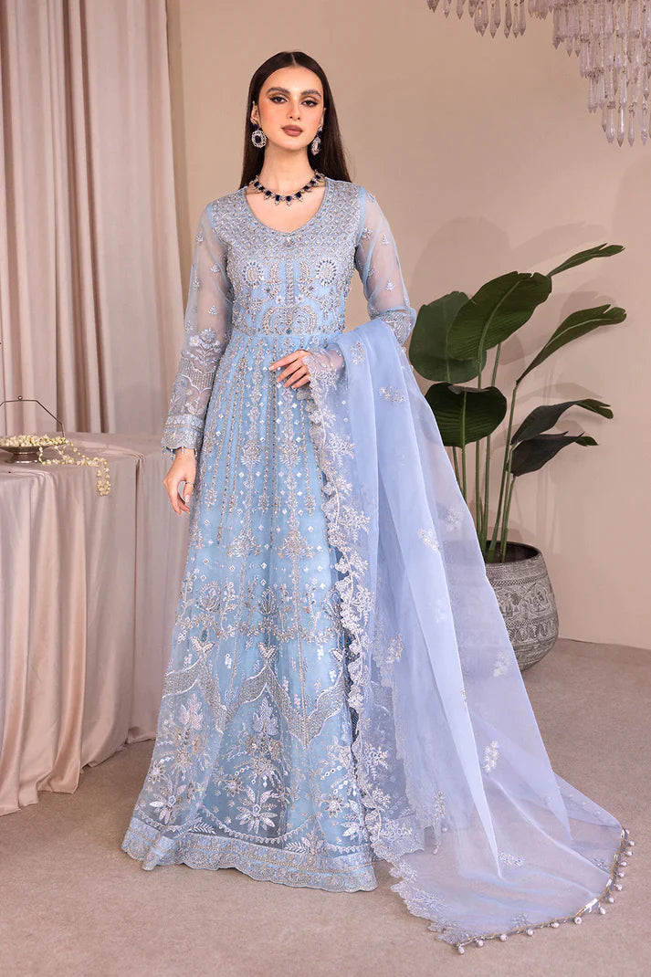 Emaan Adeel | Romansiyyah Luxury Formals 23 | RM-03 BLUE LAGOON - Hoorain Designer Wear - Pakistani Ladies Branded Stitched Clothes in United Kingdom, United states, CA and Australia