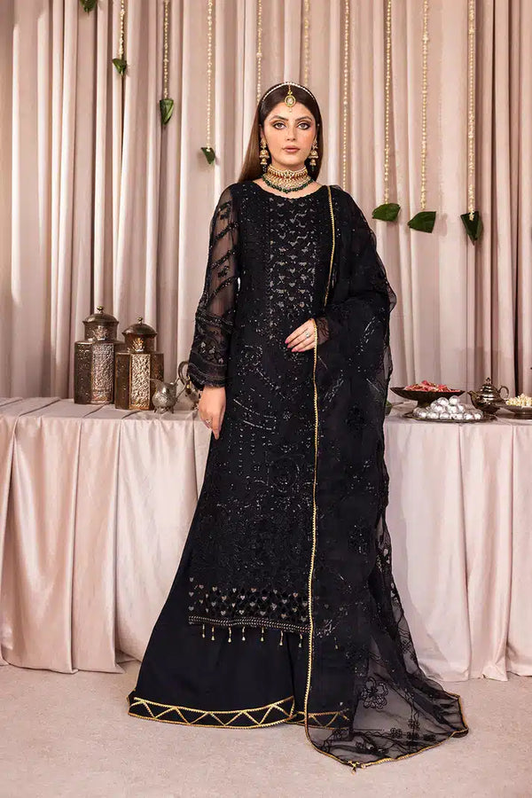 Emaan Adeel | Romansiyyah Luxury Formals 23 | RM-07 BLACK SWAN - Hoorain Designer Wear - Pakistani Ladies Branded Stitched Clothes in United Kingdom, United states, CA and Australia