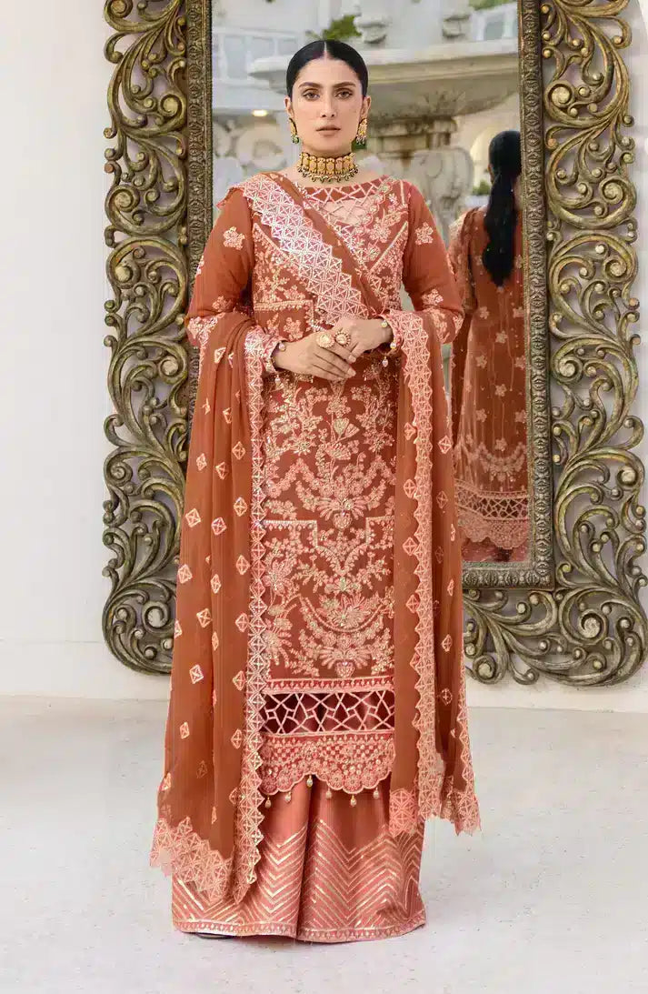 Emaan Adeel | Zimal Luxury Formals 23 | ZM 09 GULAAL - Hoorain Designer Wear - Pakistani Ladies Branded Stitched Clothes in United Kingdom, United states, CA and Australia