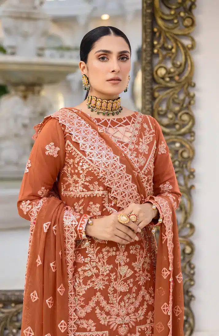 Emaan Adeel | Zimal Luxury Formals 23 | ZM 09 GULAAL - Hoorain Designer Wear - Pakistani Ladies Branded Stitched Clothes in United Kingdom, United states, CA and Australia