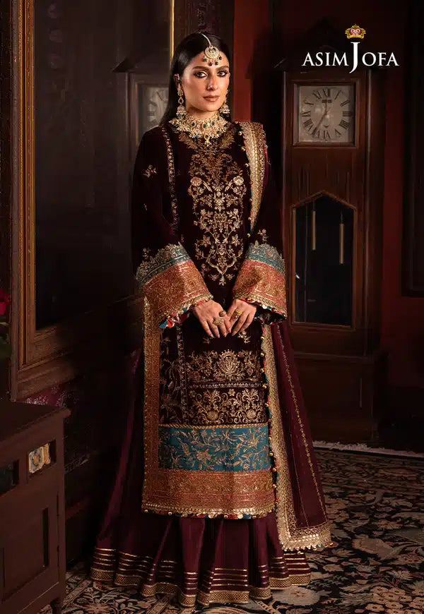 Asim Jofa | Makhmal Wedding Velvet 23 | AJMM-09 - Hoorain Designer Wear - Pakistani Ladies Branded Stitched Clothes in United Kingdom, United states, CA and Australia