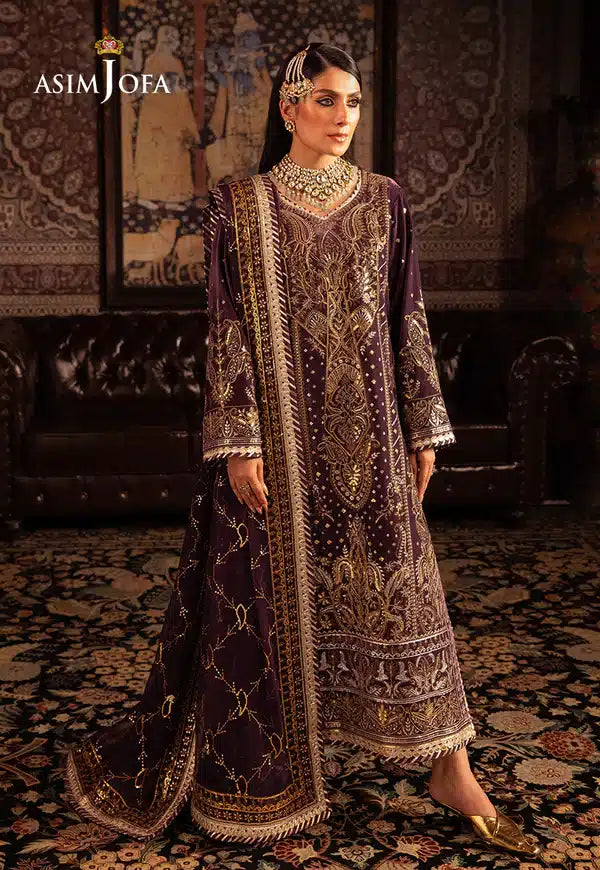 Asim Jofa | Makhmal Wedding Velvet 23 | AJMM-06 - Hoorain Designer Wear - Pakistani Ladies Branded Stitched Clothes in United Kingdom, United states, CA and Australia
