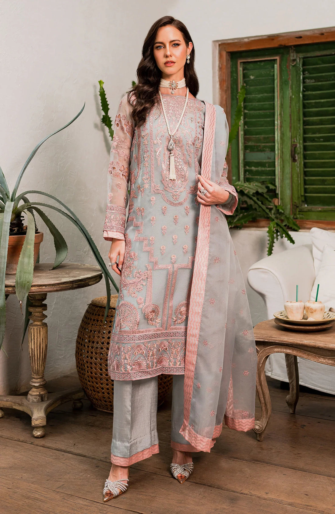 Maryum N Maria | Sorina Luxury Chiffon 23 | Dawn Blue (MW23-510) - Pakistani Clothes for women, in United Kingdom and United States