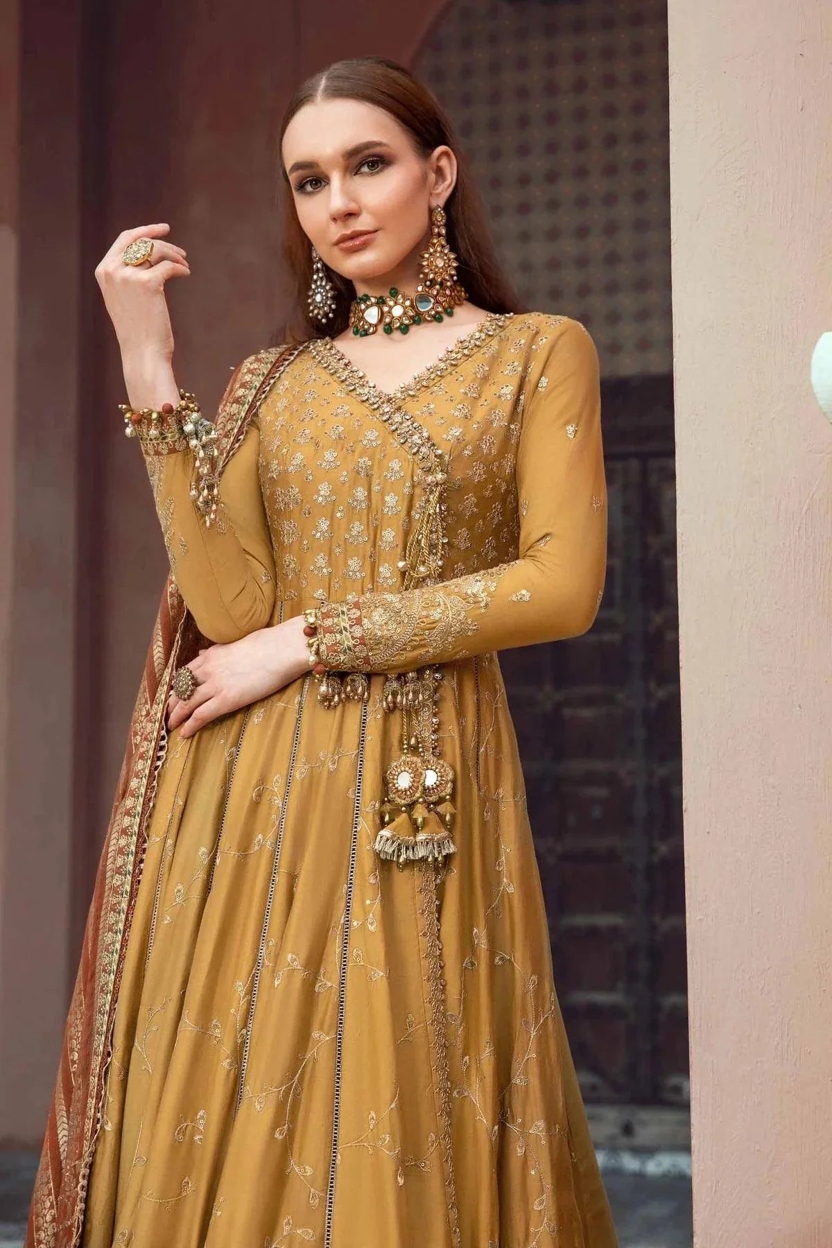 Maria B | Sateen Formals 23 | Mustard CST-702 - Pakistani Clothes for women, in United Kingdom and United States