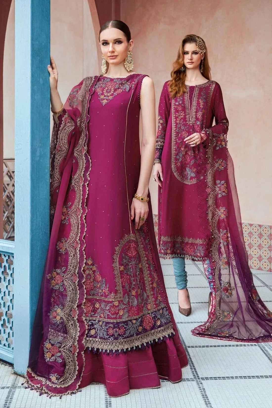 Maria B | Sateen Formals 23 | Magenta CST-704 - Pakistani Clothes for women, in United Kingdom and United States