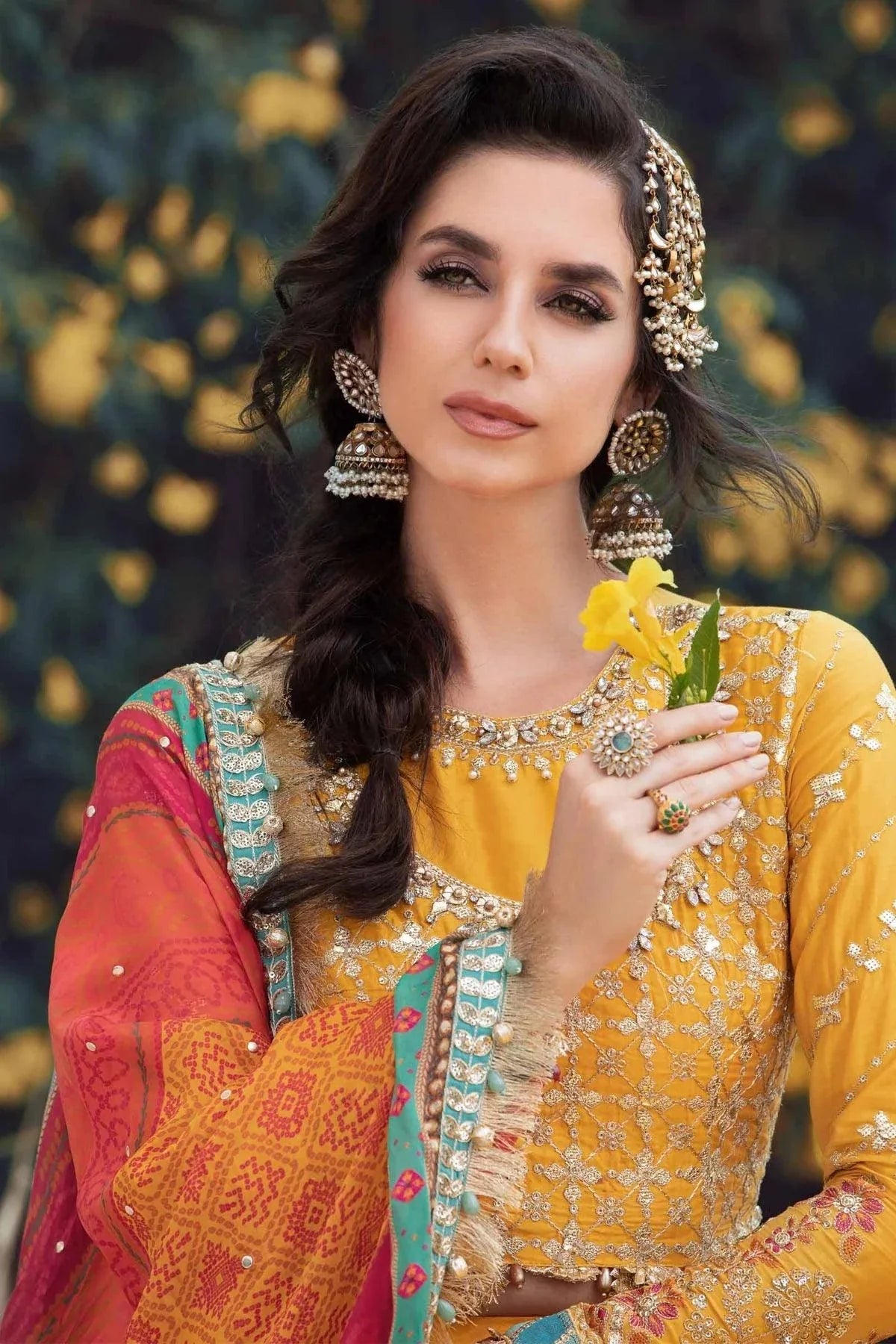 Maria B | Sateen Formals 23 | Yellow CST-705 - Pakistani Clothes for women, in United Kingdom and United States