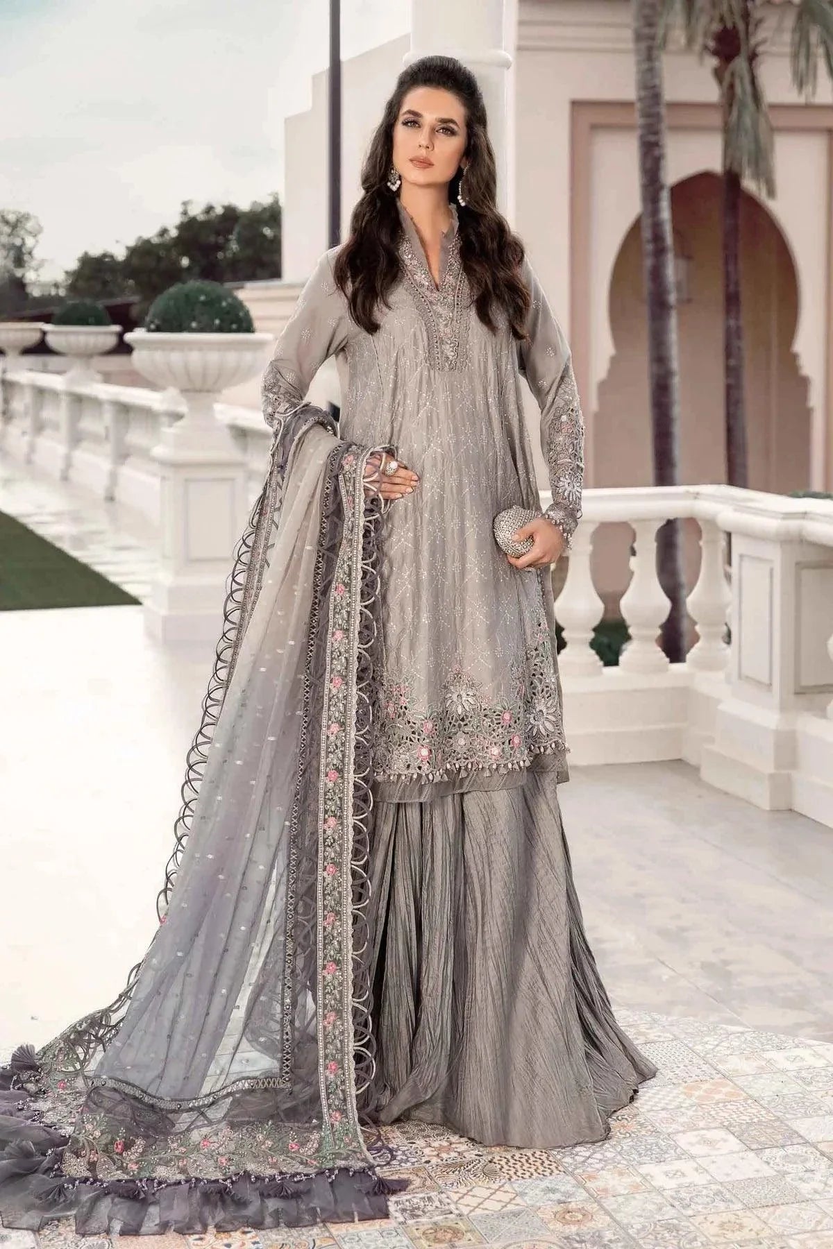 Maria B | Sateen Formals 23 | Grey CST-707 - Pakistani Clothes for women, in United Kingdom and United States