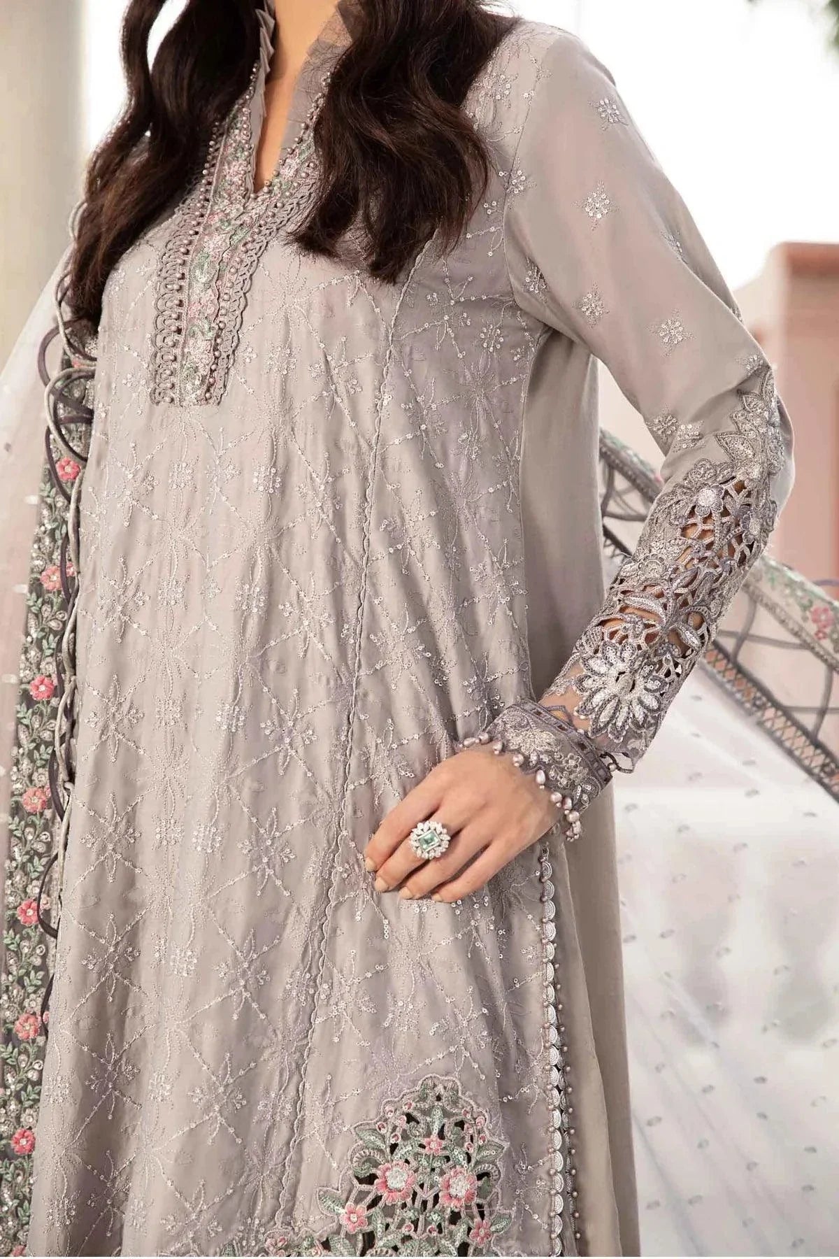 Maria B | Sateen Formals 23 | Grey CST-707 - Pakistani Clothes for women, in United Kingdom and United States