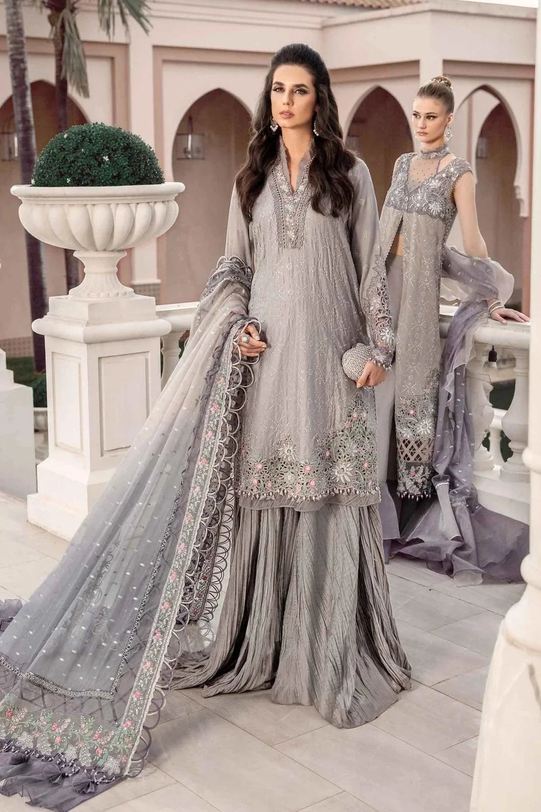 Maria B | Sateen Formals 23 | Grey CST-707 - Pakistani Clothes for women, in United Kingdom and United States