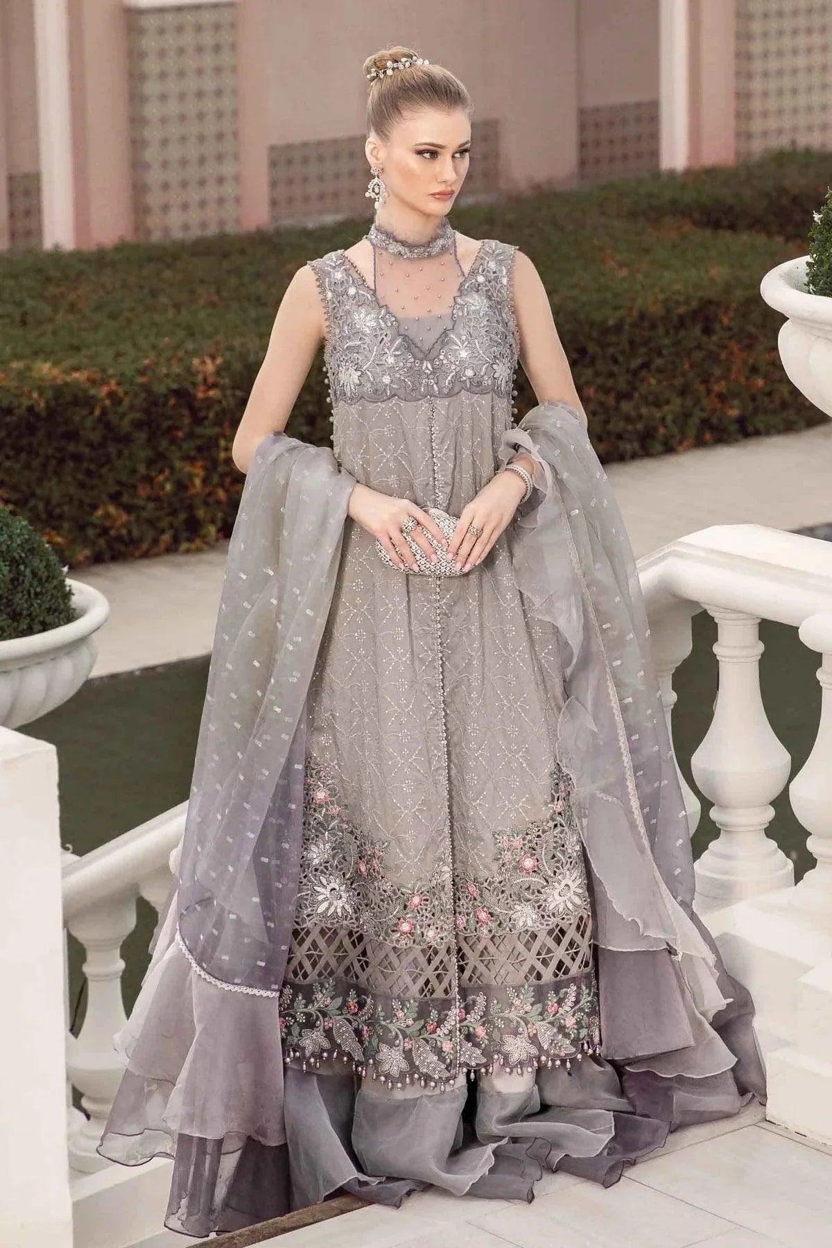 Maria B | Sateen Formals 23 | Grey CST-707 - Pakistani Clothes for women, in United Kingdom and United States