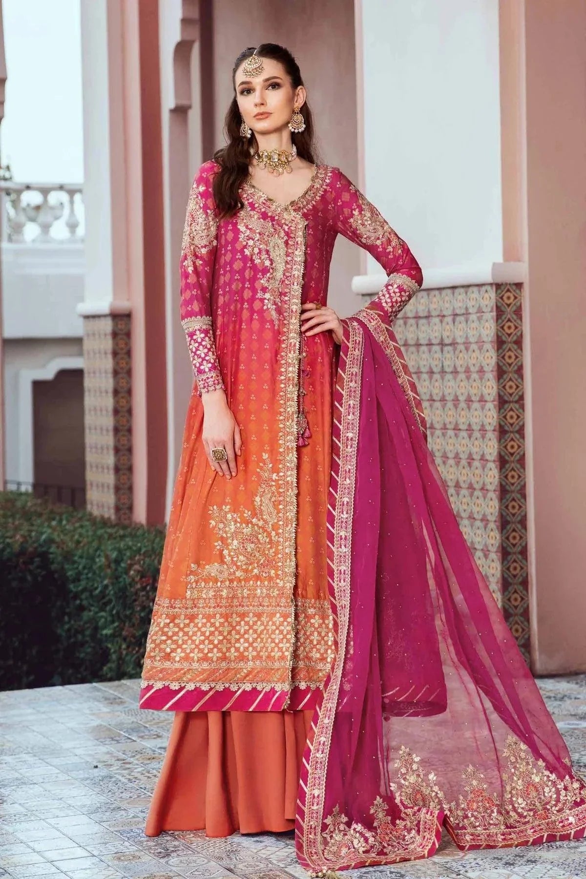 Maria B | Sateen Formals 23 | Fuchsia Pink CST-709 - Pakistani Clothes for women, in United Kingdom and United States