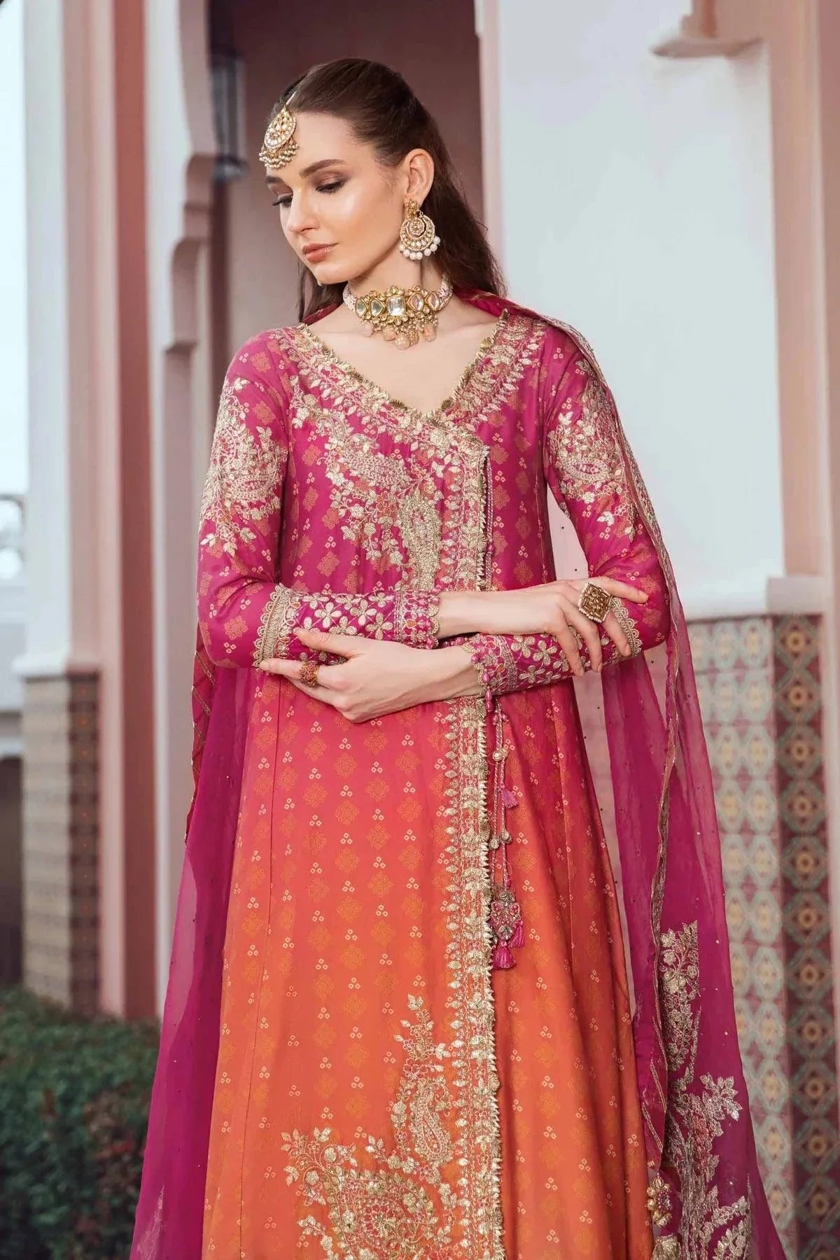 Maria B | Sateen Formals 23 | Fuchsia Pink CST-709 - Pakistani Clothes for women, in United Kingdom and United States