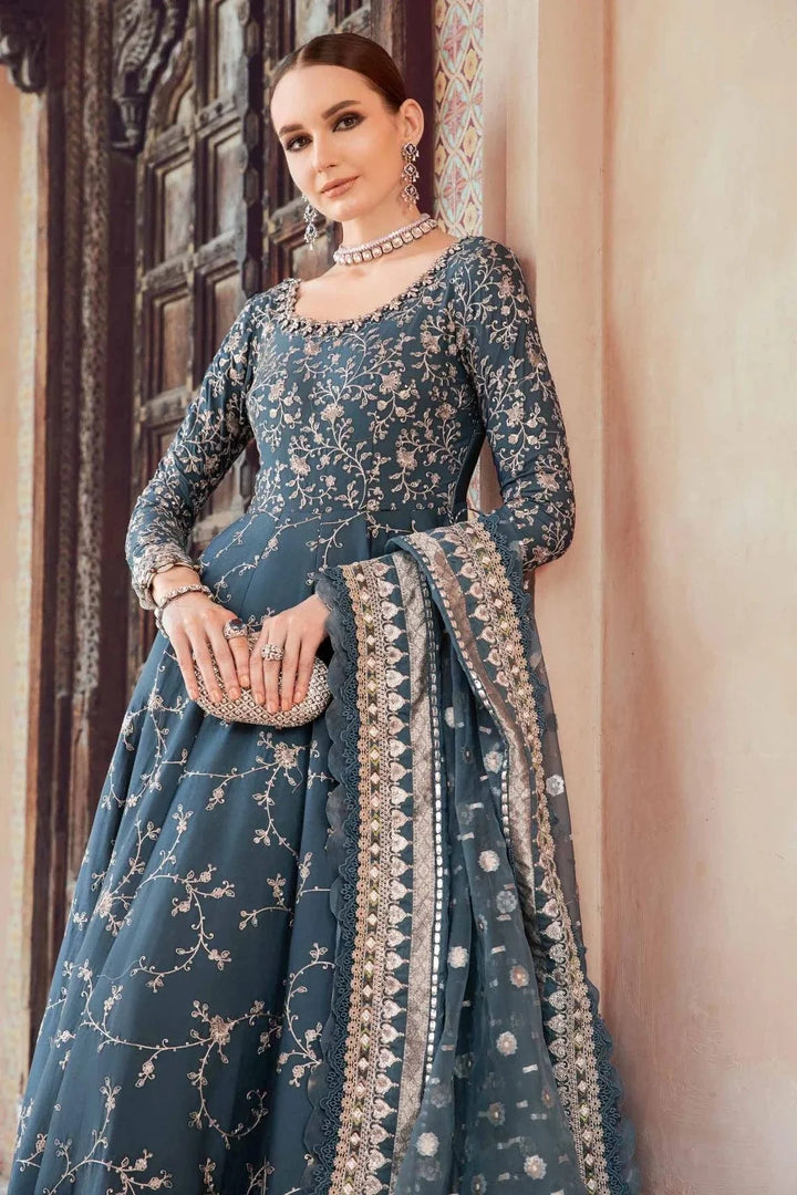 Maria B | Sateen Formals 23 | Teal CST-710 - Hoorain Designer Wear - Pakistani Ladies Branded Stitched Clothes in United Kingdom, United states, CA and Australia