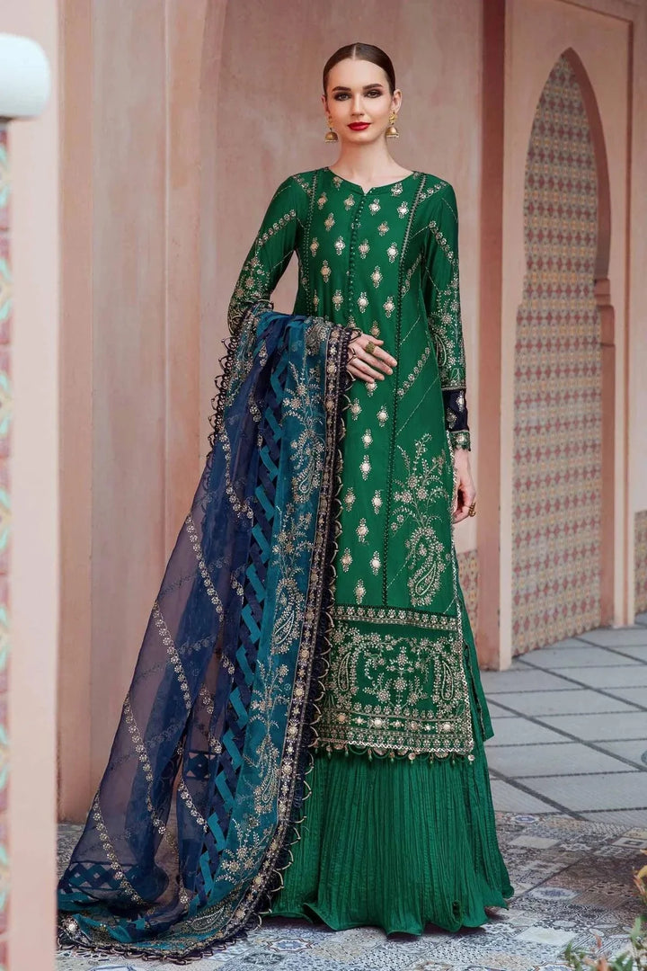 Maria B | Sateen Formals 23 | Emerald Green CST-711 - Hoorain Designer Wear - Pakistani Ladies Branded Stitched Clothes in United Kingdom, United states, CA and Australia