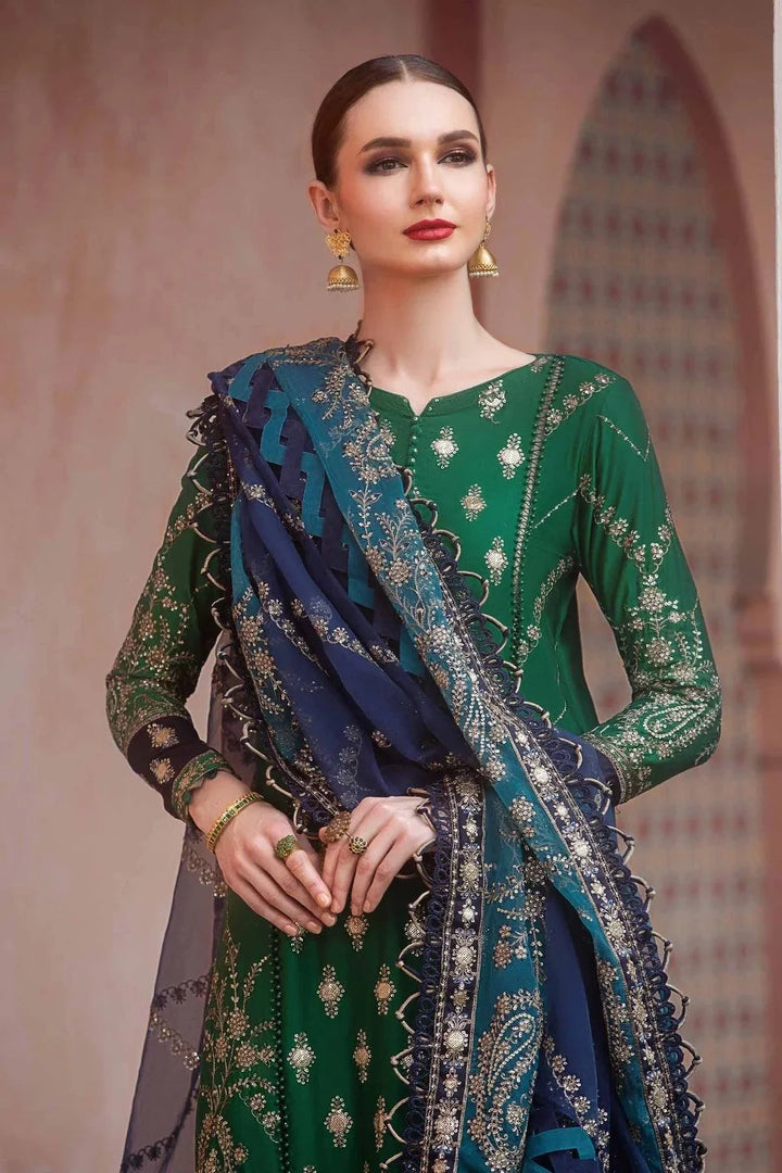 Maria B | Sateen Formals 23 | Emerald Green CST-711 - Hoorain Designer Wear - Pakistani Ladies Branded Stitched Clothes in United Kingdom, United states, CA and Australia