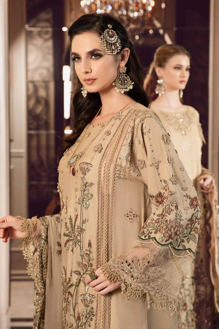 Maria B | Sateen Formals 23 | Beige CST-712 - Pakistani Clothes for women, in United Kingdom and United States