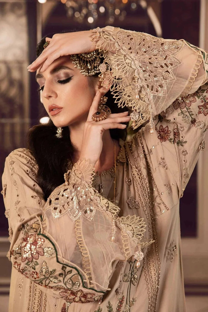 Maria B | Sateen Formals 23 | Beige CST-712 - Pakistani Clothes for women, in United Kingdom and United States