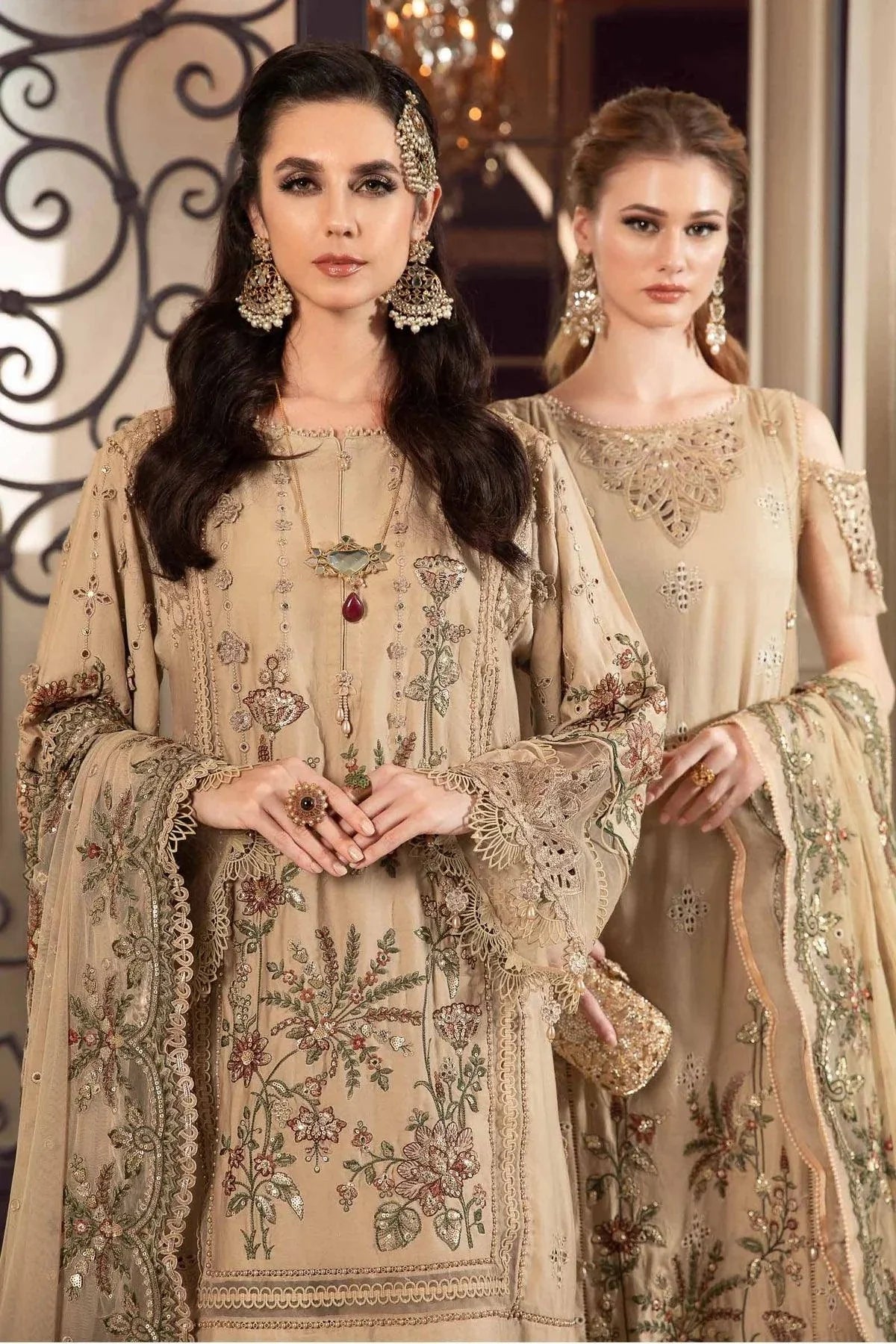 Maria B | Sateen Formals 23 | Beige CST-712 - Pakistani Clothes for women, in United Kingdom and United States