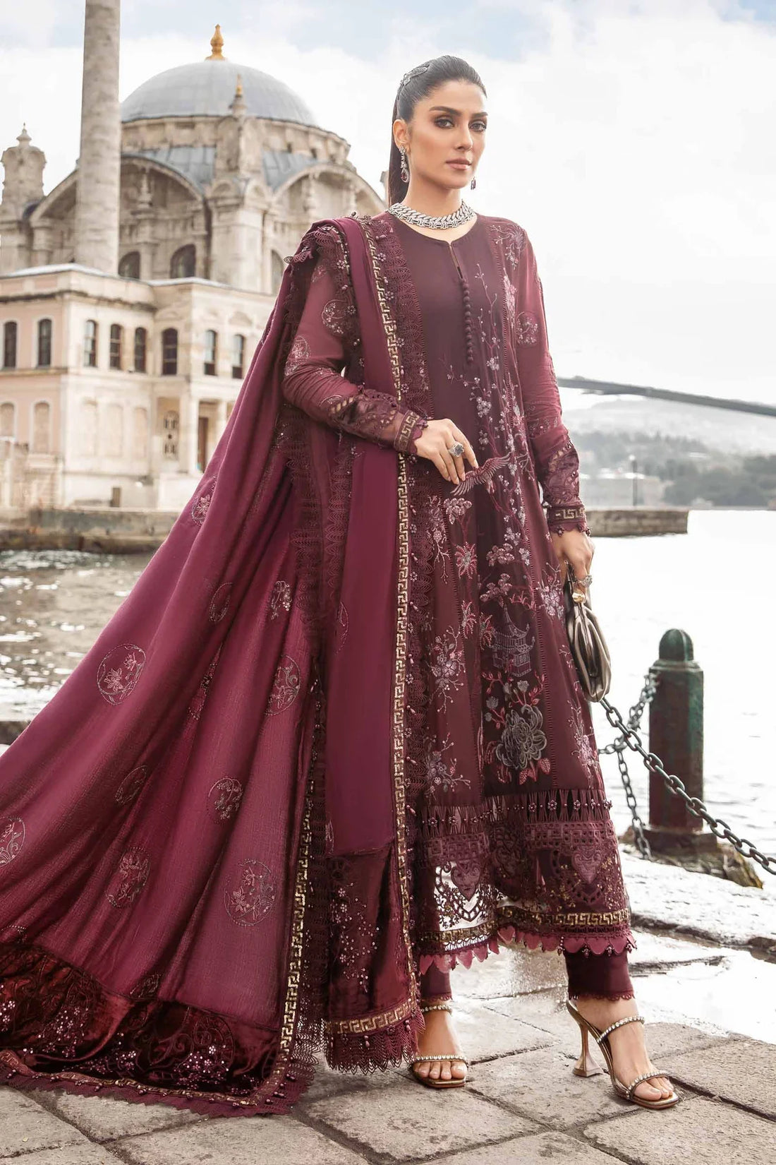 Maria B | Linen 23 | Aubergine DL-1103 - Pakistani Clothes for women, in United Kingdom and United States