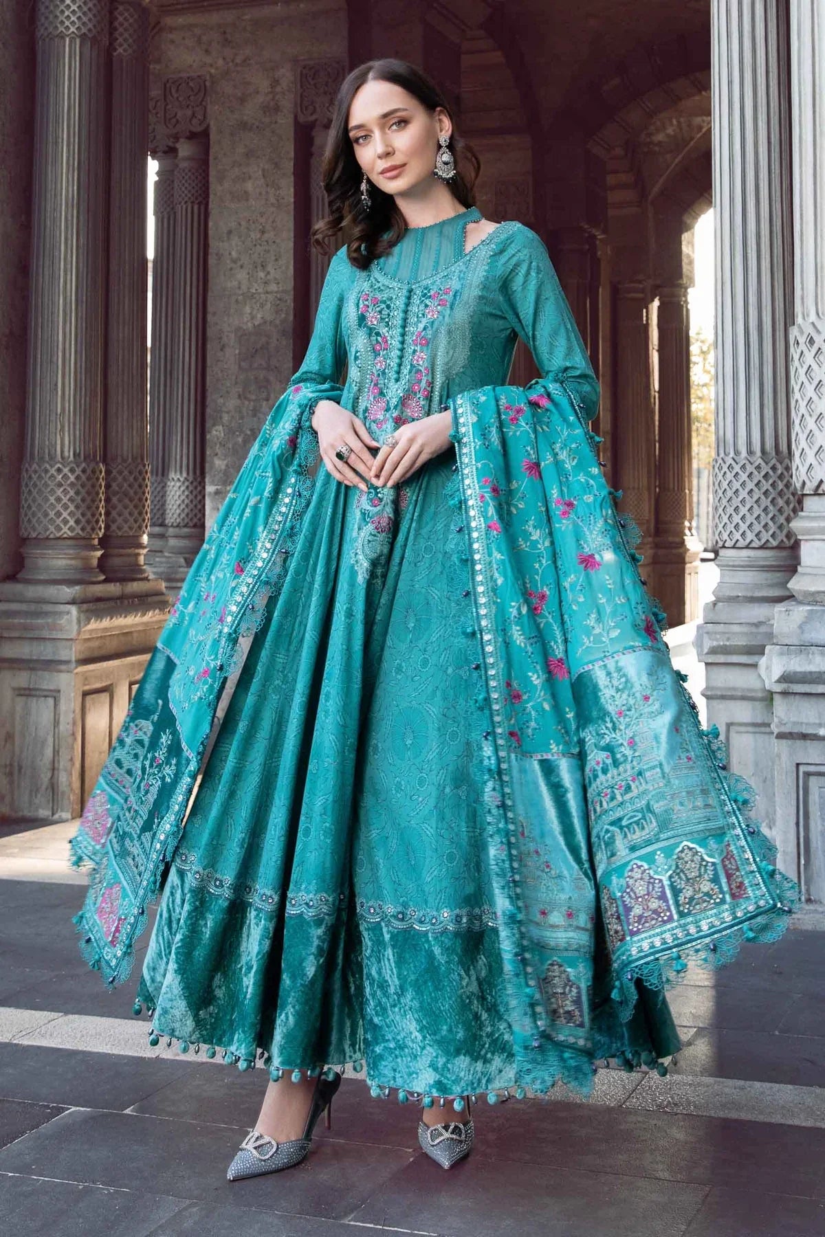 Maria B | Linen 23 | Teal DL-1105 - Pakistani Clothes for women, in United Kingdom and United States