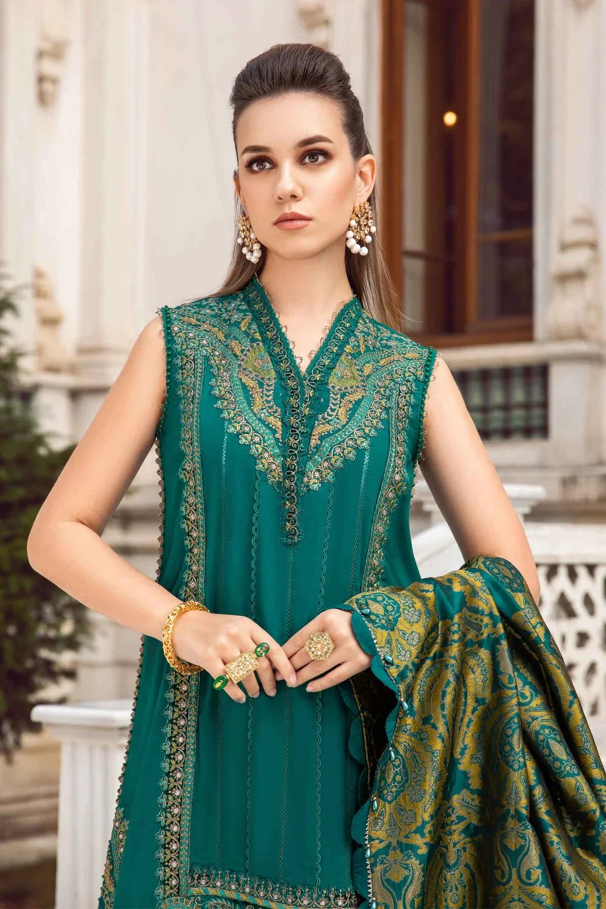 Maria B | Linen 23 | Emerald Green DL-1107 - Pakistani Clothes for women, in United Kingdom and United States