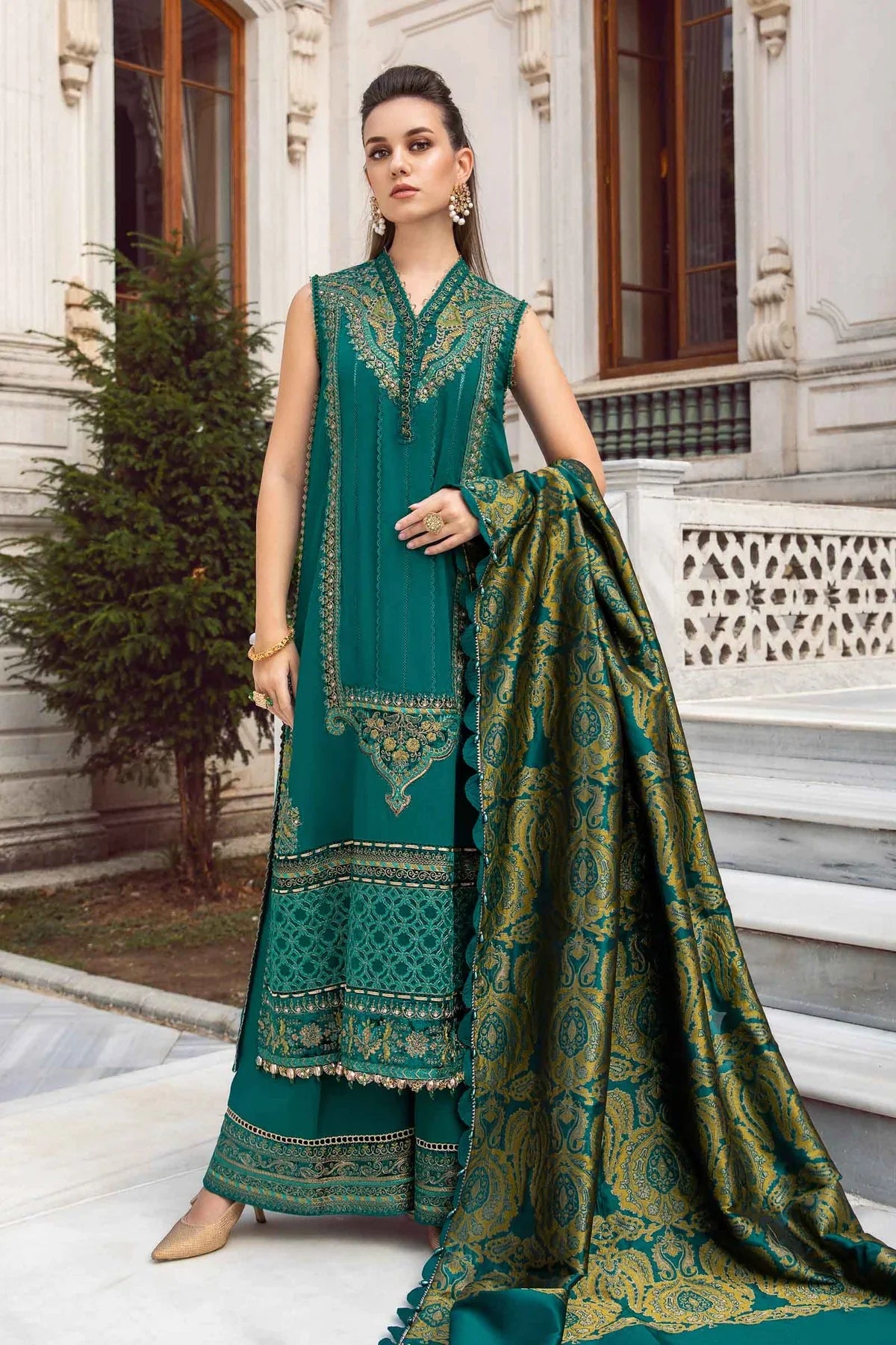 Maria B | Linen 23 | Emerald Green DL-1107 - Pakistani Clothes for women, in United Kingdom and United States