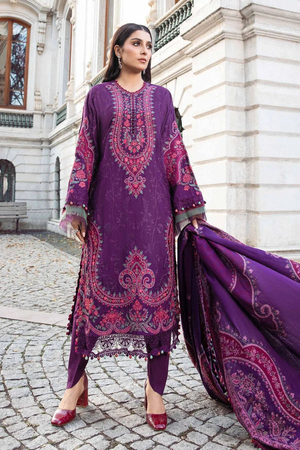 Maria B | Linen 23 | Purple DL-1108 - Hoorain Designer Wear - Pakistani Ladies Branded Stitched Clothes in United Kingdom, United states, CA and Australia