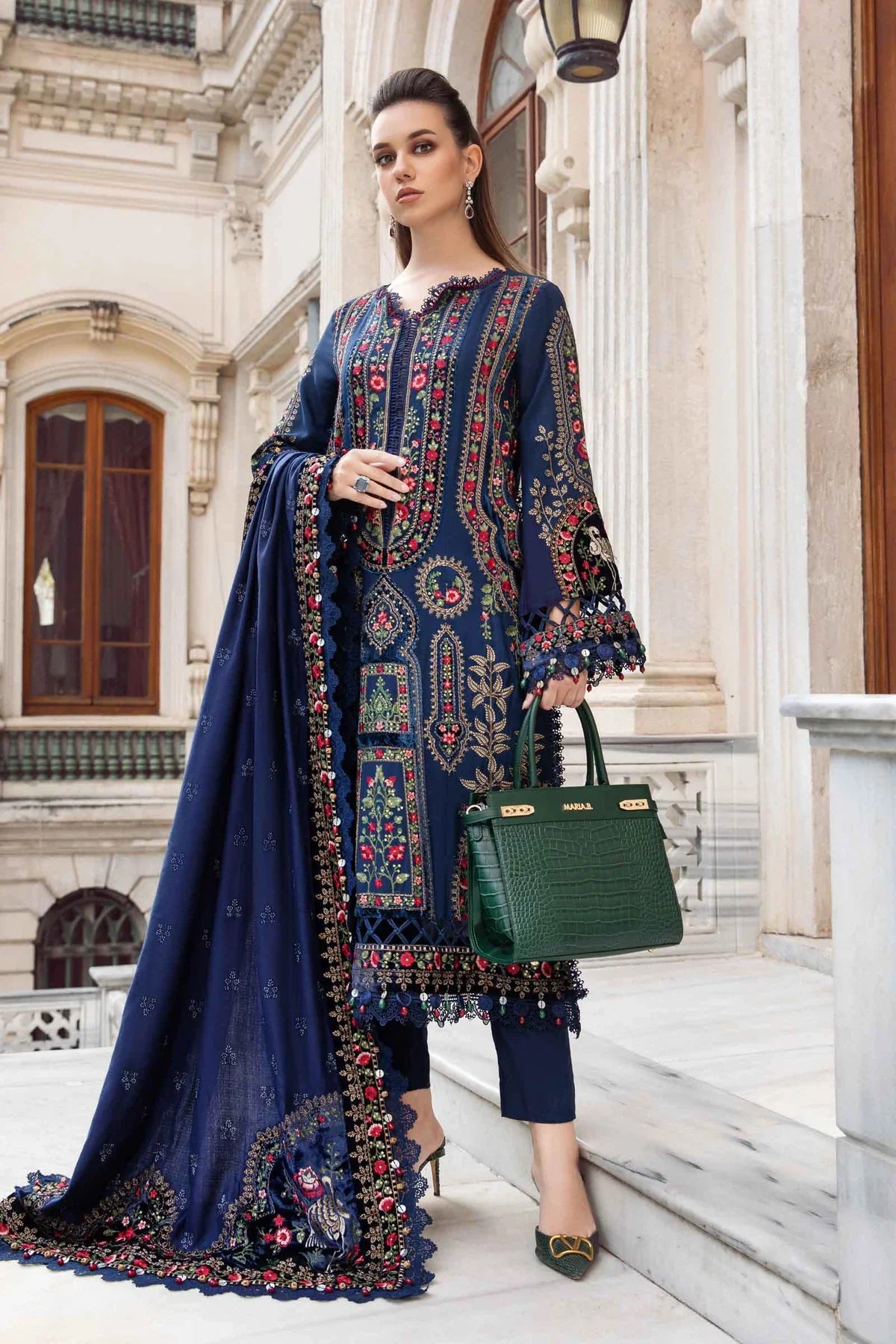 Maria B | Linen 23 | Navy Blue DL-1109 - Pakistani Clothes for women, in United Kingdom and United States