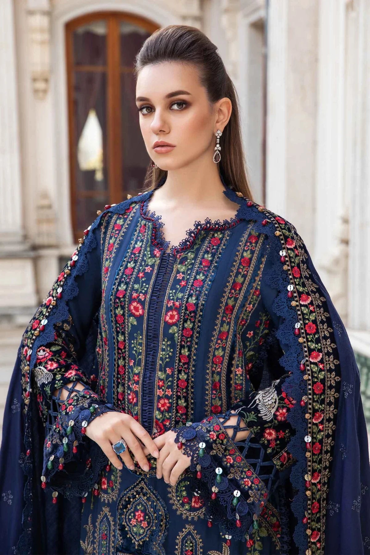 Maria B | Linen 23 | Navy Blue DL-1109 - Pakistani Clothes for women, in United Kingdom and United States