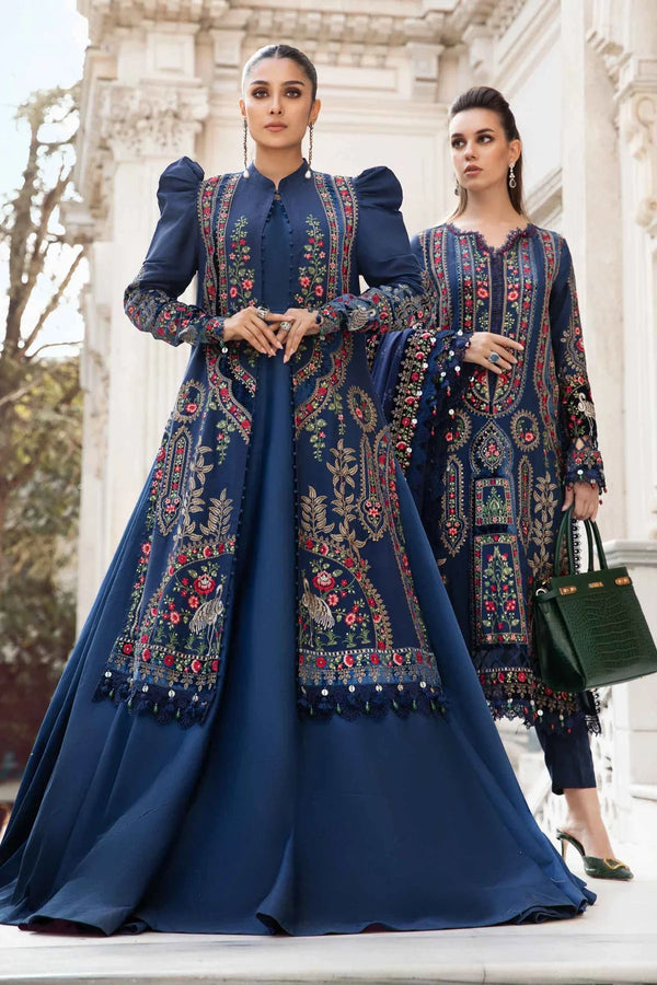 Maria B | Linen 23 | Navy Blue DL-1109 - Hoorain Designer Wear - Pakistani Ladies Branded Stitched Clothes in United Kingdom, United states, CA and Australia