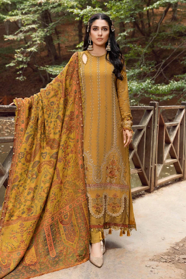 Maria B | Linen 23 | Mustard DL-1110 - Hoorain Designer Wear - Pakistani Ladies Branded Stitched Clothes in United Kingdom, United states, CA and Australia