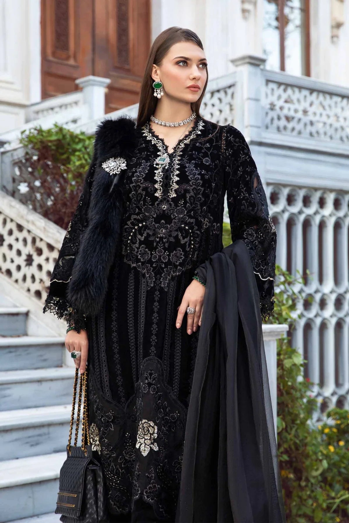 Maria B | Linen 23 | Black & Gold DL-1111 - Pakistani Clothes for women, in United Kingdom and United States