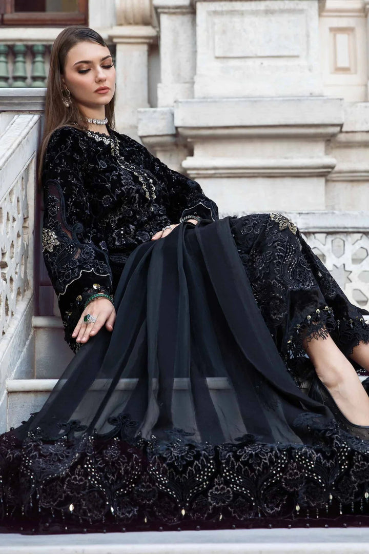 Maria B | Linen 23 | Black & Gold DL-1111 - Hoorain Designer Wear - Pakistani Ladies Branded Stitched Clothes in United Kingdom, United states, CA and Australia