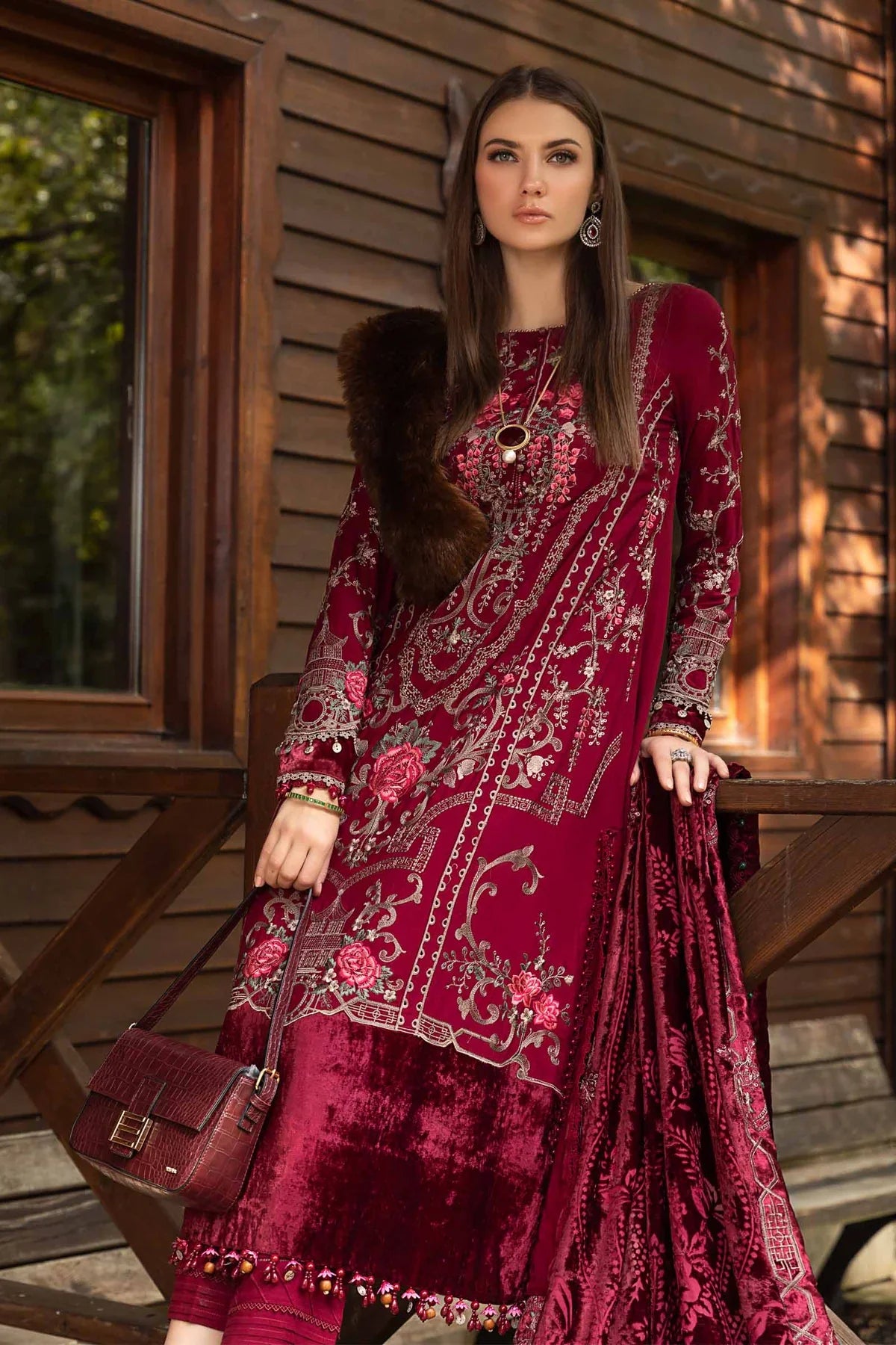 Maria B | Linen 23 | Deep Pink DL-1112 - Pakistani Clothes for women, in United Kingdom and United States