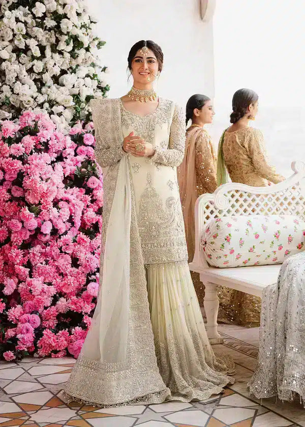 Akbar Aslam | Shadmani Luxury Formals 23 | Nahla - Hoorain Designer Wear - Pakistani Ladies Branded Stitched Clothes in United Kingdom, United states, CA and Australia