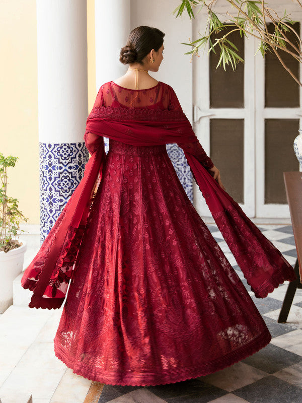 Gulaal | Embroidered Chiffon 23 | GARNET - (GL-EP23V1-09) - Hoorain Designer Wear - Pakistani Ladies Branded Stitched Clothes in United Kingdom, United states, CA and Australia