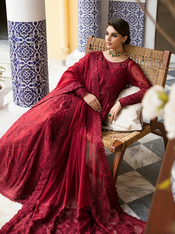 Gulaal | Embroidered Chiffon 23 | GARNET - (GL-EP23V1-09) - Hoorain Designer Wear - Pakistani Ladies Branded Stitched Clothes in United Kingdom, United states, CA and Australia