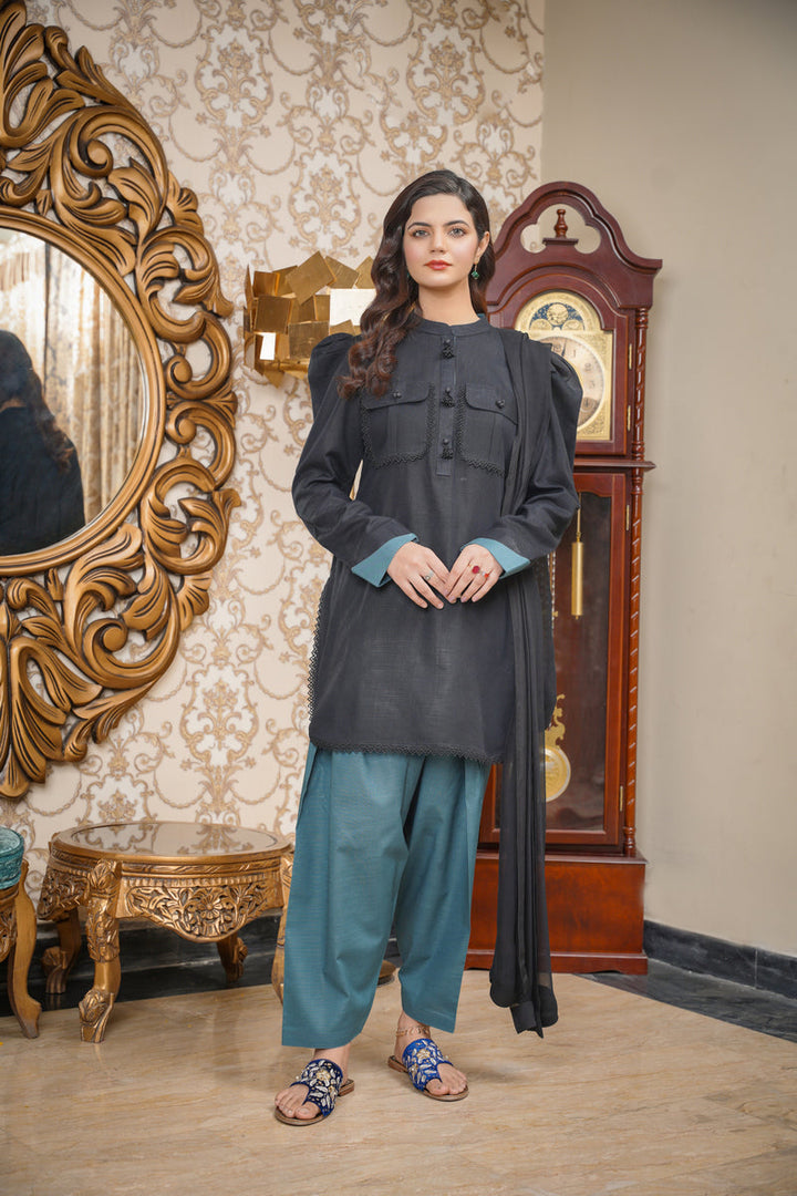 Hoorain Basics | Slub Winter 23 | HB-BLK - Hoorain Designer Wear - Pakistani Ladies Branded Stitched Clothes in United Kingdom, United states, CA and Australia